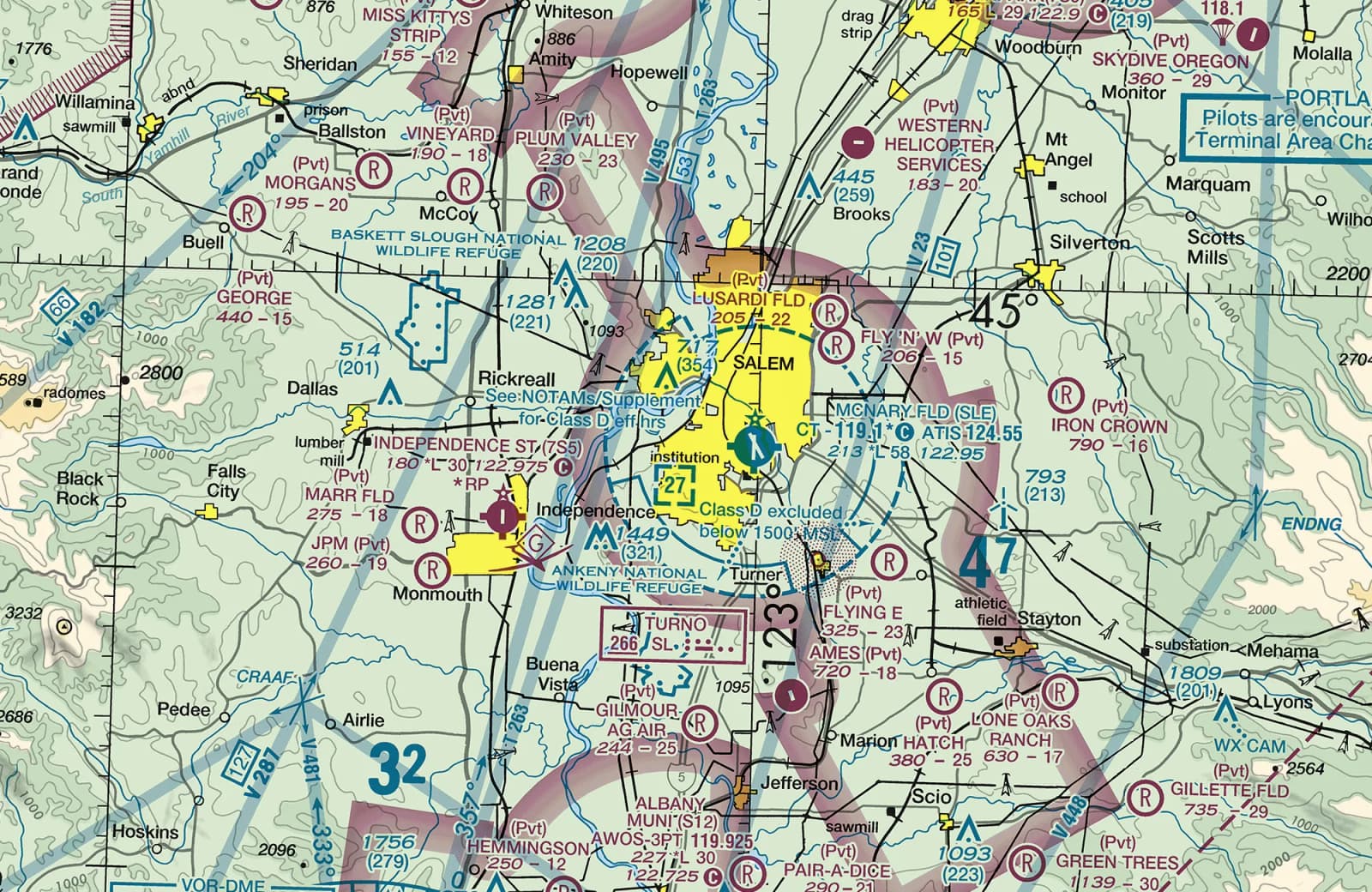 FAA Seattle Sectional chart around Salem